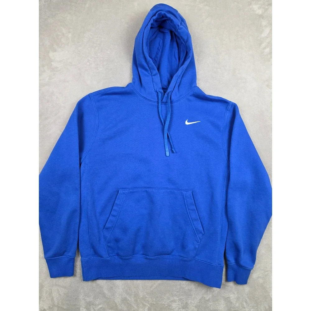 Nike Pullover Hoodie Mens Medium Blue CJ1611-493 Swoosh Fleece Sweatshirt